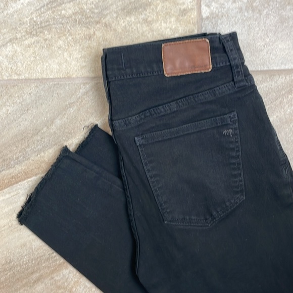 Madewell Crop Skinny Black Jeans High Rise Stretch Women’s Size 27 Frayed Hem - Picture 2 of 6